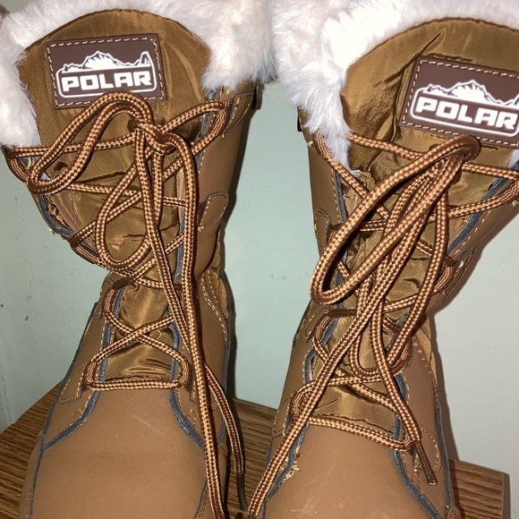 Womens Quilted Duck Cuff Snow Lace Up Waterproof Faux Fur Outdoor Boots USED - Picture 2 of 7